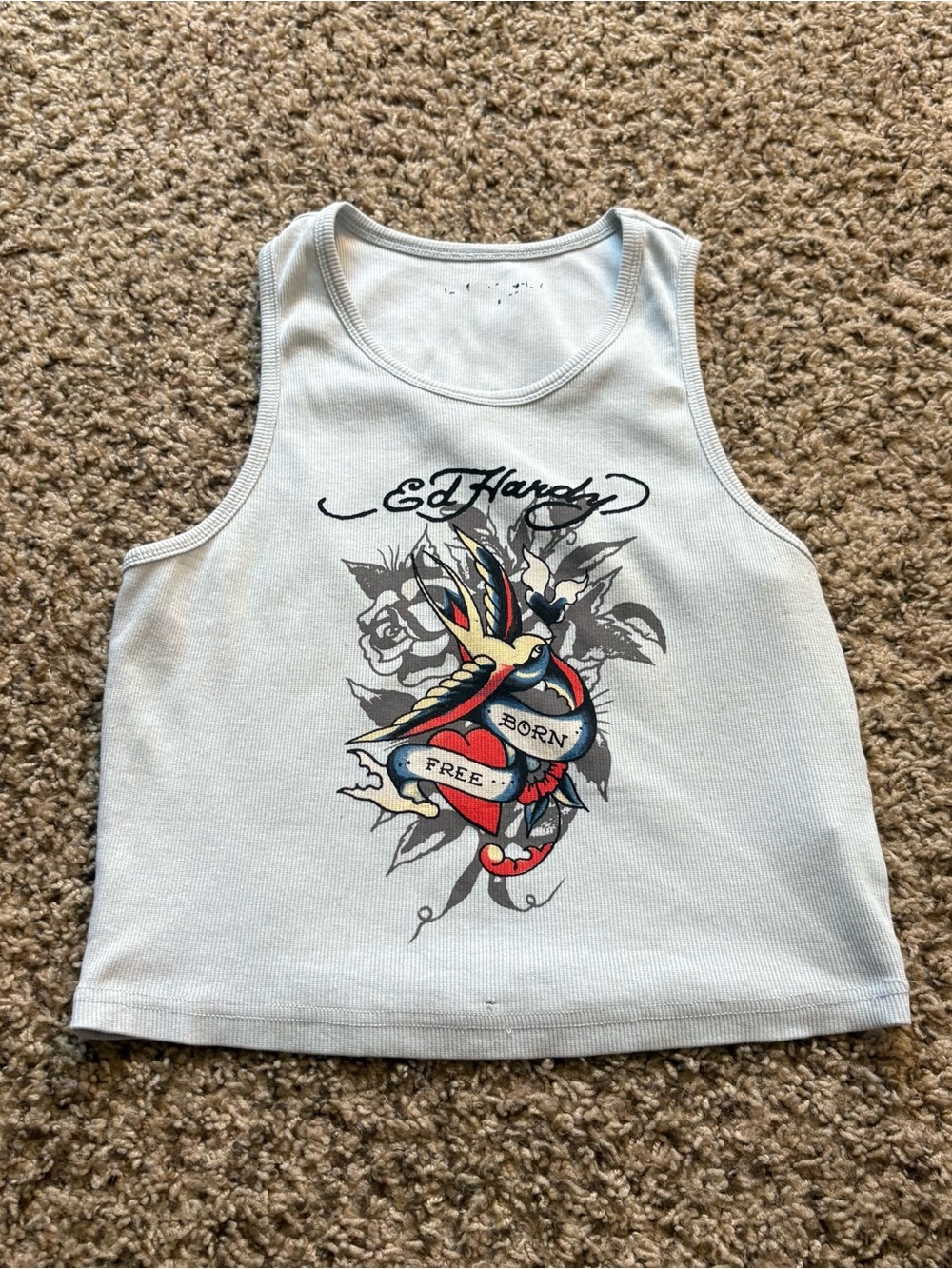 Ed Hardy Graphic Cropped Tank Top Size Women’s XL